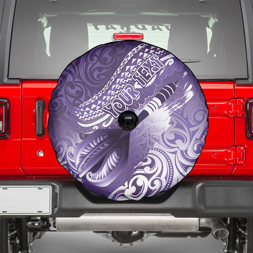 Personalised New Zealand Aotearoa Darts Masters Spare Tire Cover Maori Art Tattoo with Tribal Dart Symbol Purple - Polynesian Pride