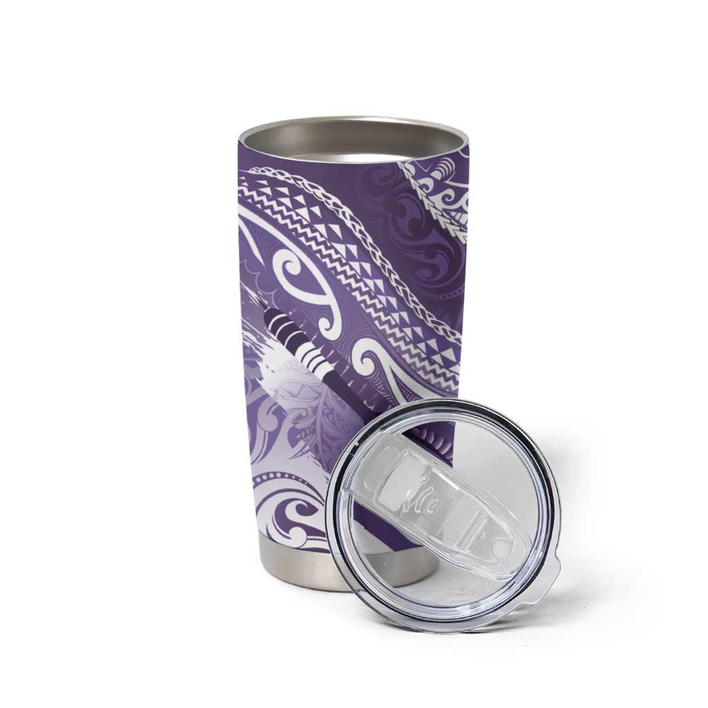 Personalised New Zealand Aotearoa Darts Masters Tumbler Cup Maori Art Tattoo with Tribal Dart Symbol Purple - Polynesian Pride