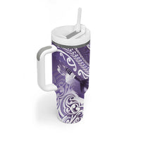 Personalised New Zealand Aotearoa Darts Masters Tumbler With Handle Maori Art Tattoo with Tribal Dart Symbol Purple - Polynesian Pride