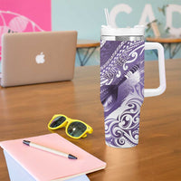 Personalised New Zealand Aotearoa Darts Masters Tumbler With Handle Maori Art Tattoo with Tribal Dart Symbol Purple - Polynesian Pride