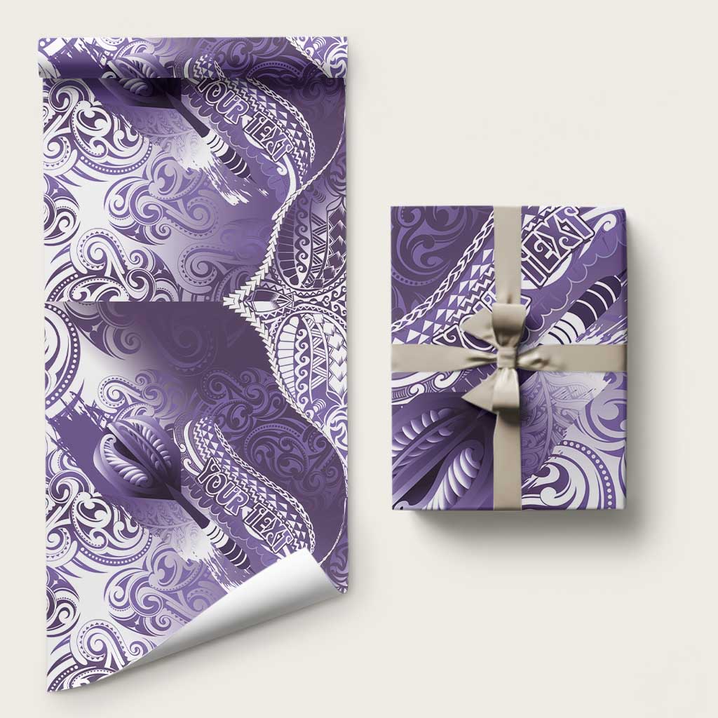 Personalised New Zealand Aotearoa Darts Masters Wrapping Paper Maori Art Tattoo with Tribal Dart Symbol Purple - Polynesian Pride