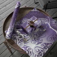 Personalised New Zealand Aotearoa Darts Masters Wrapping Paper Maori Art Tattoo with Tribal Dart Symbol Purple - Polynesian Pride