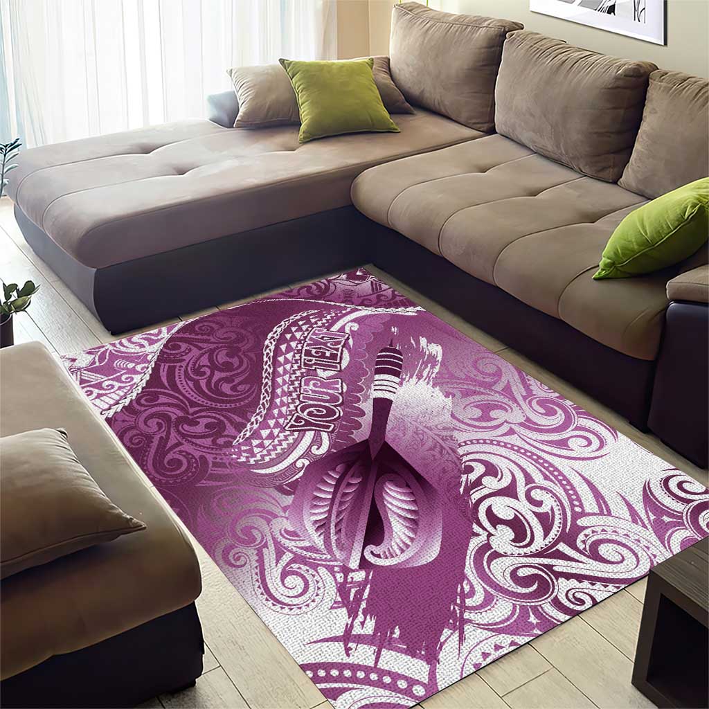 Personalised New Zealand Aotearoa Darts Masters Area Rug Maori Art Tattoo with Tribal Dart Symbol Pink - Polynesian Pride