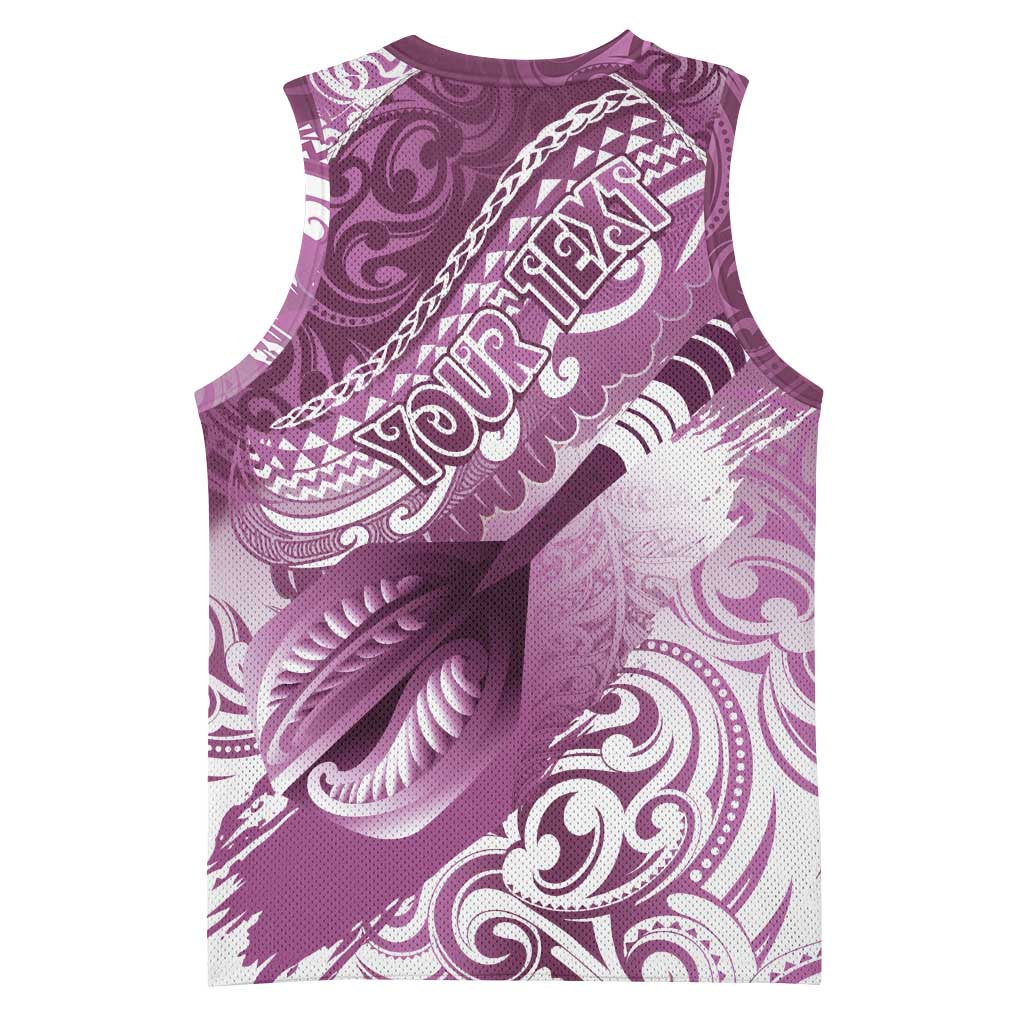 Personalised New Zealand Aotearoa Darts Masters Basketball Jersey Maori Art Tattoo with Tribal Dart Symbol Pink - Polynesian Pride