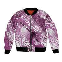 Personalised New Zealand Aotearoa Darts Masters Bomber Jacket Maori Art Tattoo with Tribal Dart Symbol Pink - Polynesian Pride