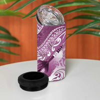 Personalised New Zealand Aotearoa Darts Masters 4 in 1 Can Cooler Tumbler Maori Art Tattoo with Tribal Dart Symbol Pink - Polynesian Pride