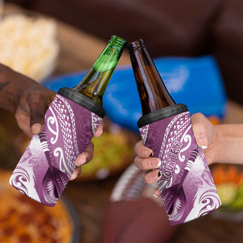 Personalised New Zealand Aotearoa Darts Masters 4 in 1 Can Cooler Tumbler Maori Art Tattoo with Tribal Dart Symbol Pink - Polynesian Pride