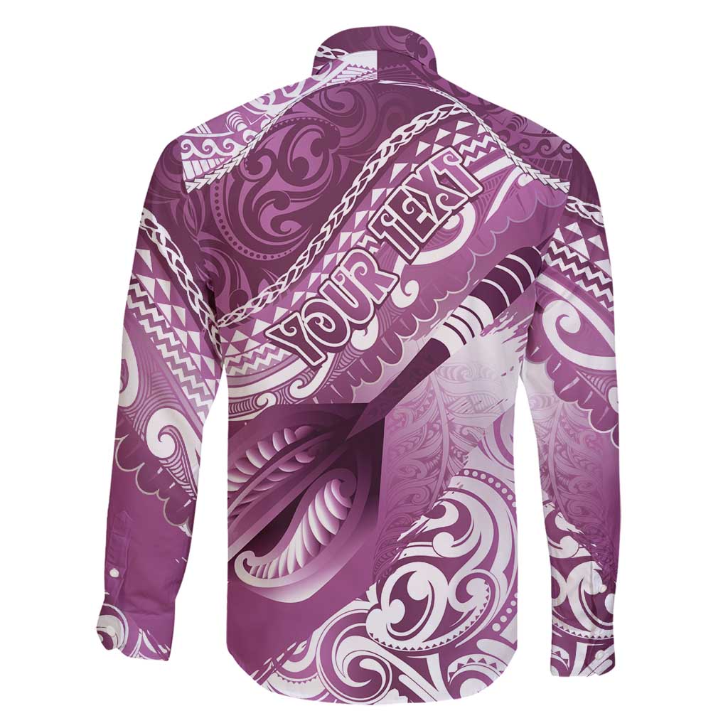 Personalised New Zealand Aotearoa Darts Masters Family Matching Long Sleeve Bodycon Dress and Hawaiian Shirt Maori Art Tattoo with Tribal Dart Symbol Pink - Polynesian Pride