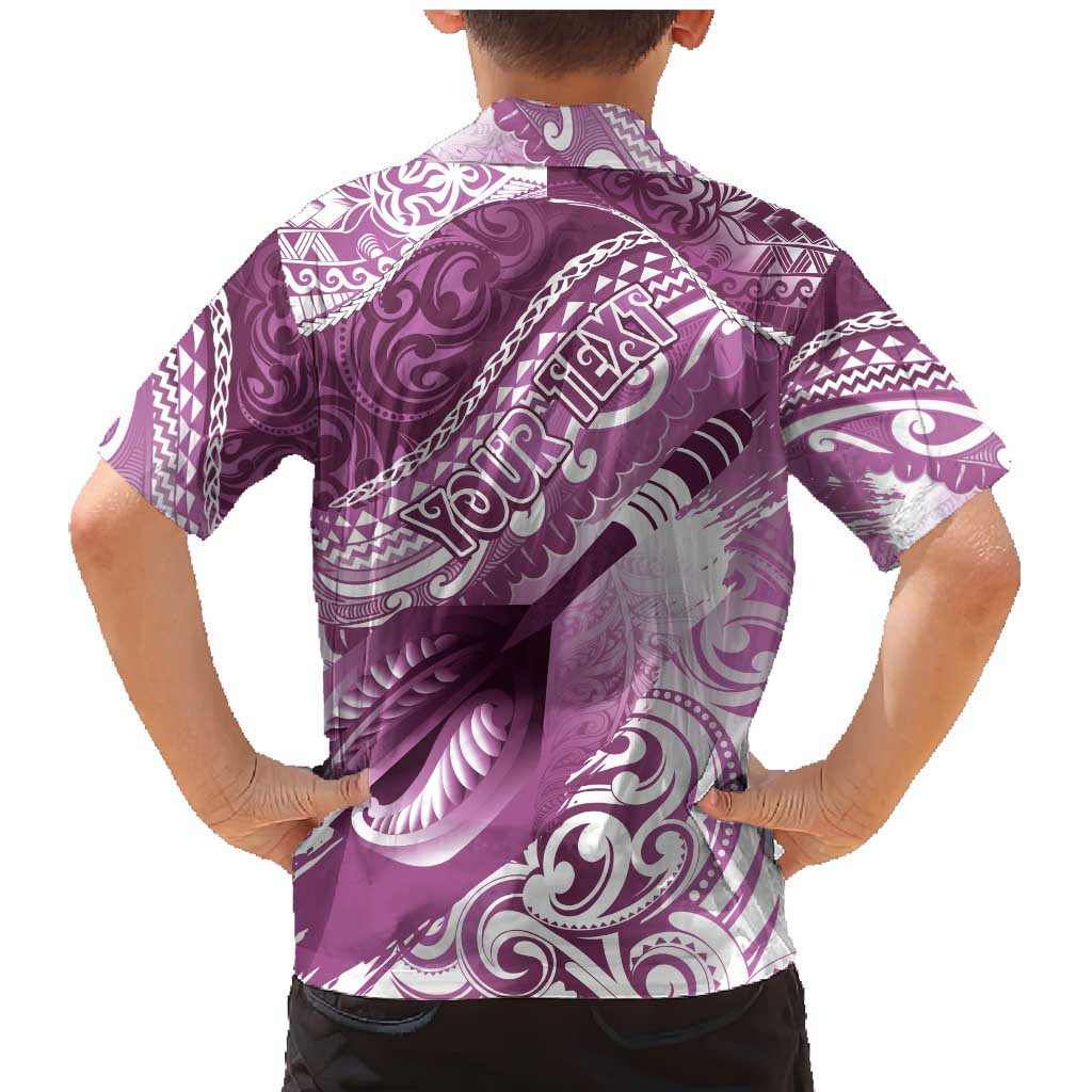 Personalised New Zealand Aotearoa Darts Masters Family Matching Mermaid Dress and Hawaiian Shirt Maori Art Tattoo with Tribal Dart Symbol Pink - Polynesian Pride