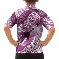 Personalised New Zealand Aotearoa Darts Masters Family Matching Off Shoulder Short Dress and Hawaiian Shirt Maori Art Tattoo with Tribal Dart Symbol Pink - Polynesian Pride