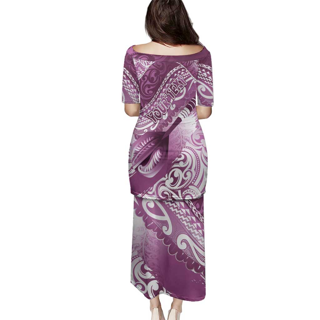 Personalised New Zealand Aotearoa Darts Masters Family Matching Puletasi and Hawaiian Shirt Maori Art Tattoo with Tribal Dart Symbol Pink - Polynesian Pride