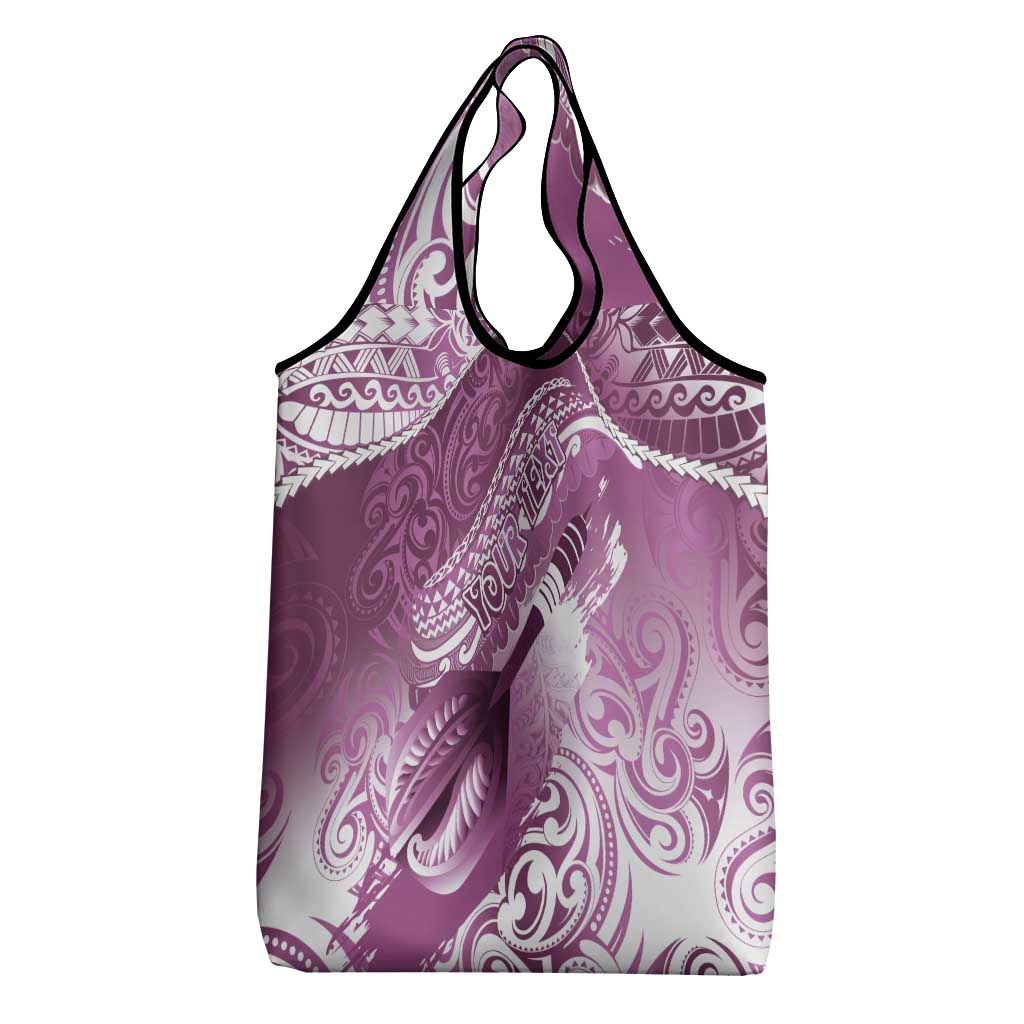 Personalised New Zealand Aotearoa Darts Masters Grocery Bag Maori Art Tattoo with Tribal Dart Symbol Pink - Polynesian Pride