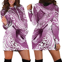 Personalised New Zealand Aotearoa Darts Masters Hoodie Dress Maori Art Tattoo with Tribal Dart Symbol Pink - Polynesian Pride