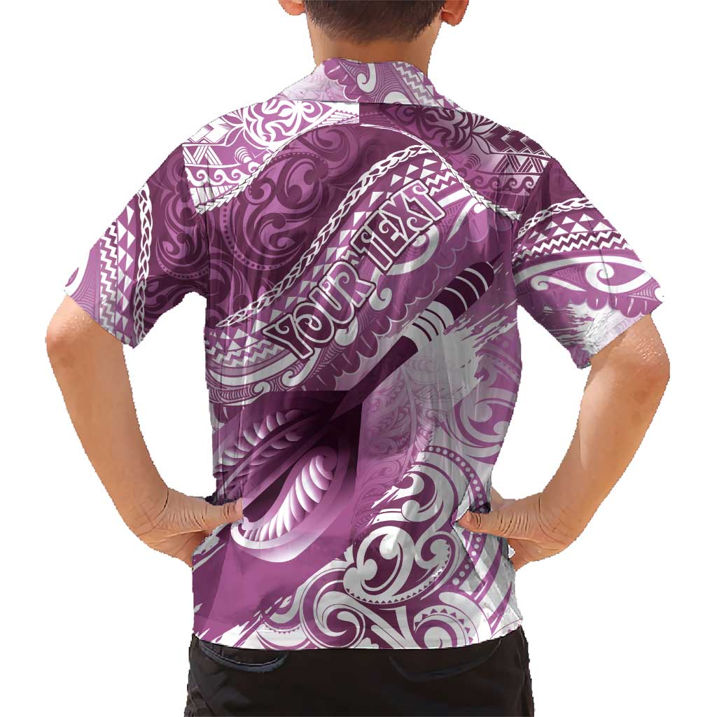 Personalised New Zealand Aotearoa Darts Masters Kid Hawaiian Shirt Maori Art Tattoo with Tribal Dart Symbol Pink - Polynesian Pride