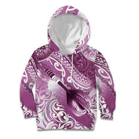 Personalised New Zealand Aotearoa Darts Masters Kid Hoodie Maori Art Tattoo with Tribal Dart Symbol Pink - Polynesian Pride