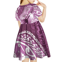 Personalised New Zealand Aotearoa Darts Masters Kid Short Sleeve Dress Maori Art Tattoo with Tribal Dart Symbol Pink - Polynesian Pride