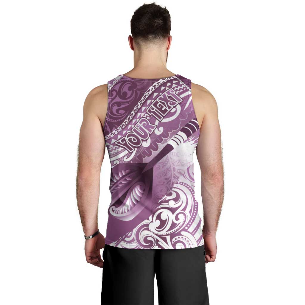 Personalised New Zealand Aotearoa Darts Masters Men Tank Top Maori Art Tattoo with Tribal Dart Symbol Pink - Polynesian Pride