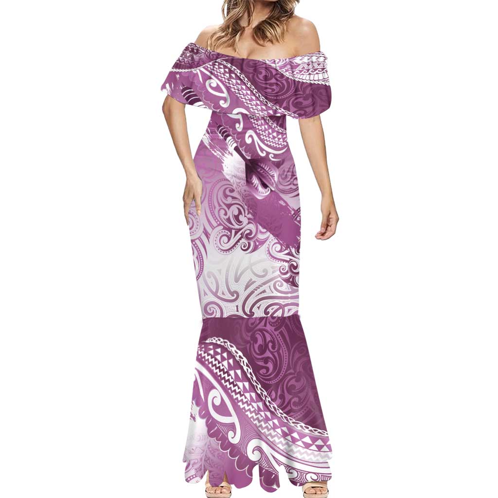 Personalised New Zealand Aotearoa Darts Masters Mermaid Dress Maori Art Tattoo with Tribal Dart Symbol Pink - Polynesian Pride
