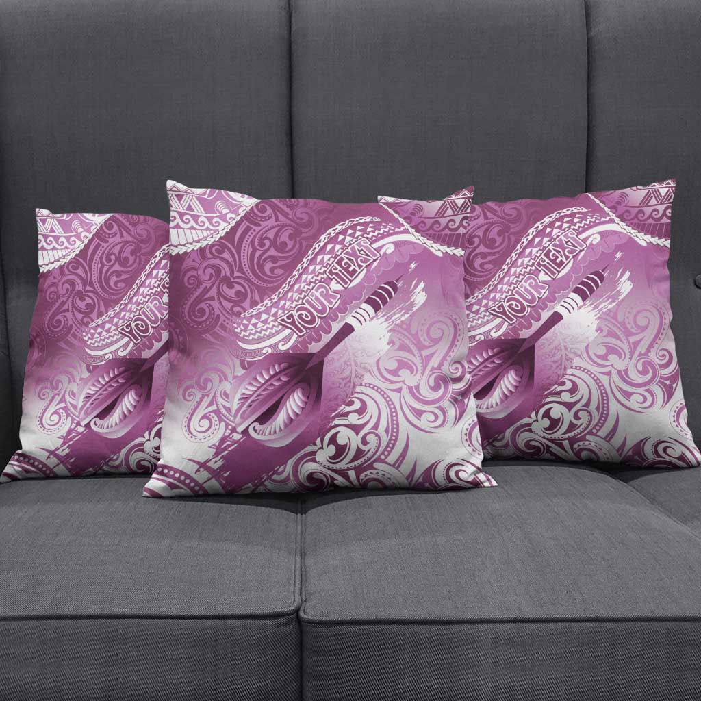 Personalised New Zealand Aotearoa Darts Masters Pillow Cover Maori Art Tattoo with Tribal Dart Symbol Pink - Polynesian Pride