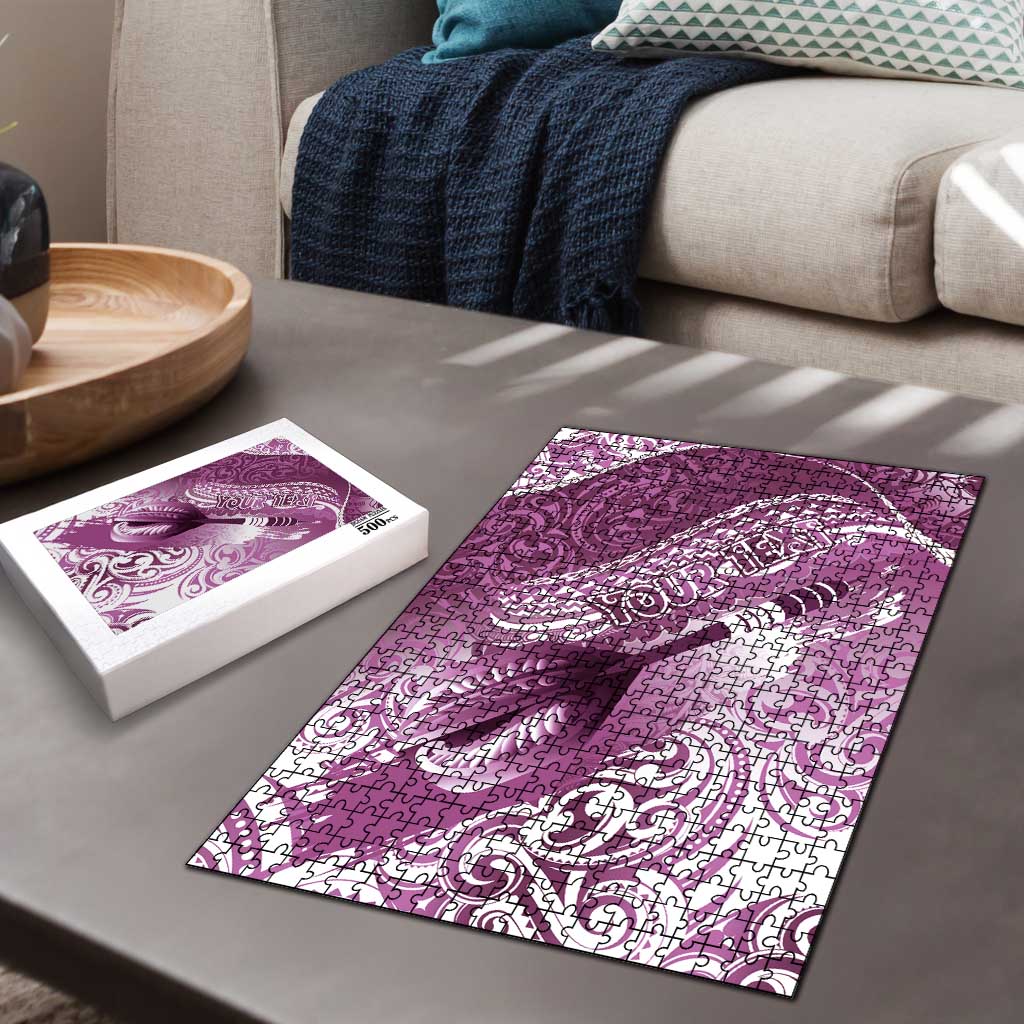 Personalised New Zealand Aotearoa Darts Masters Puzzle Maori Art Tattoo with Tribal Dart Symbol Pink - Polynesian Pride