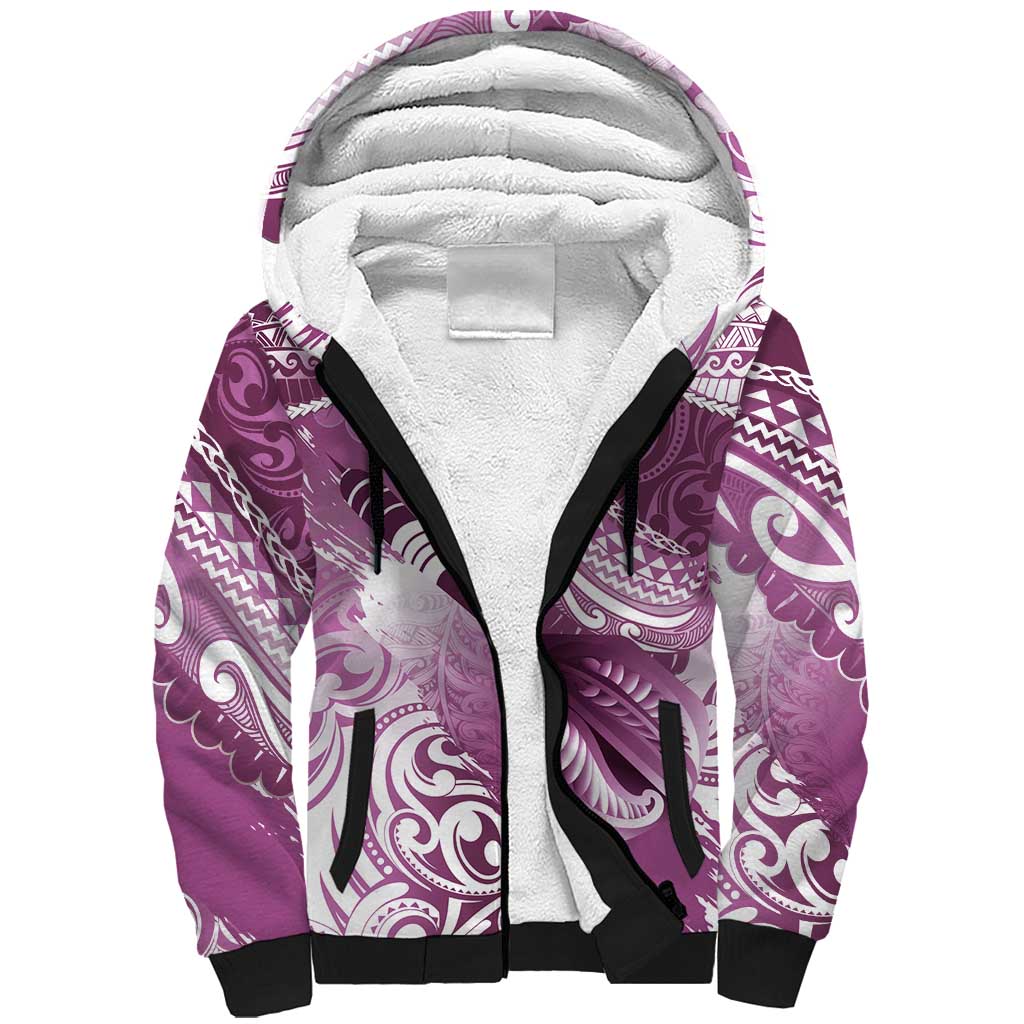 Personalised New Zealand Aotearoa Darts Masters Sherpa Hoodie Maori Art Tattoo with Tribal Dart Symbol Pink - Polynesian Pride