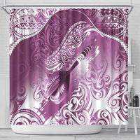 Personalised New Zealand Aotearoa Darts Masters Shower Curtain Maori Art Tattoo with Tribal Dart Symbol Pink - Polynesian Pride