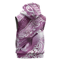 Personalised New Zealand Aotearoa Darts Masters Sleeveless Hoodie Maori Art Tattoo with Tribal Dart Symbol Pink - Polynesian Pride