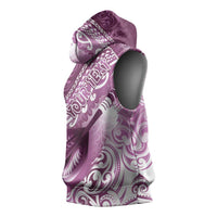 Personalised New Zealand Aotearoa Darts Masters Sleeveless Hoodie Maori Art Tattoo with Tribal Dart Symbol Pink - Polynesian Pride