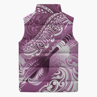 Personalised New Zealand Aotearoa Darts Masters Sleeveless Puffer Jacket Maori Art Tattoo with Tribal Dart Symbol Pink - Polynesian Pride