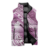 Personalised New Zealand Aotearoa Darts Masters Sleeveless Puffer Jacket Maori Art Tattoo with Tribal Dart Symbol Pink - Polynesian Pride