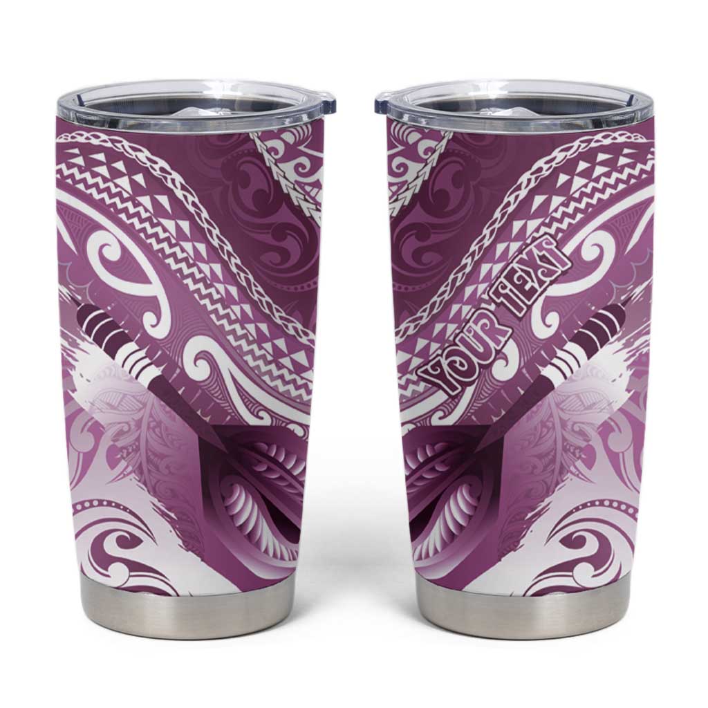 Personalised New Zealand Aotearoa Darts Masters Tumbler Cup Maori Art Tattoo with Tribal Dart Symbol Pink - Polynesian Pride