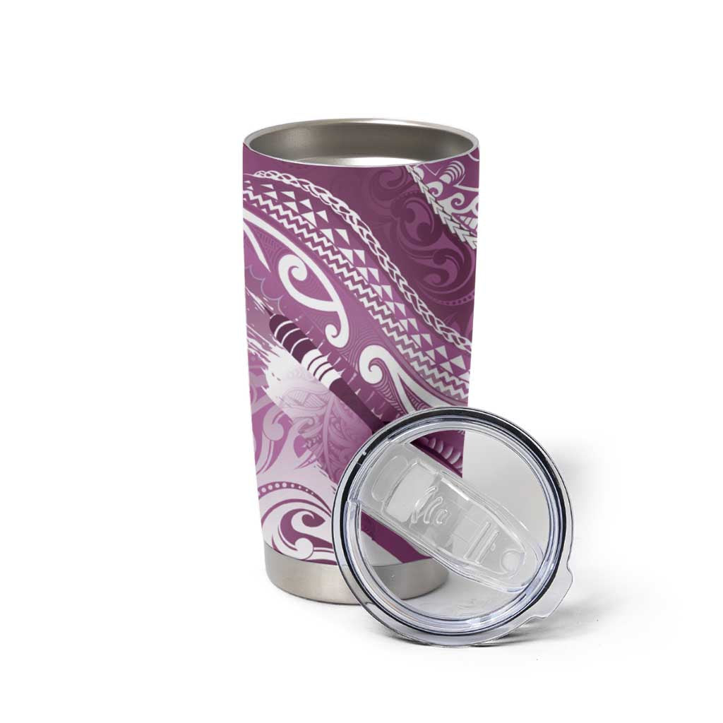 Personalised New Zealand Aotearoa Darts Masters Tumbler Cup Maori Art Tattoo with Tribal Dart Symbol Pink - Polynesian Pride
