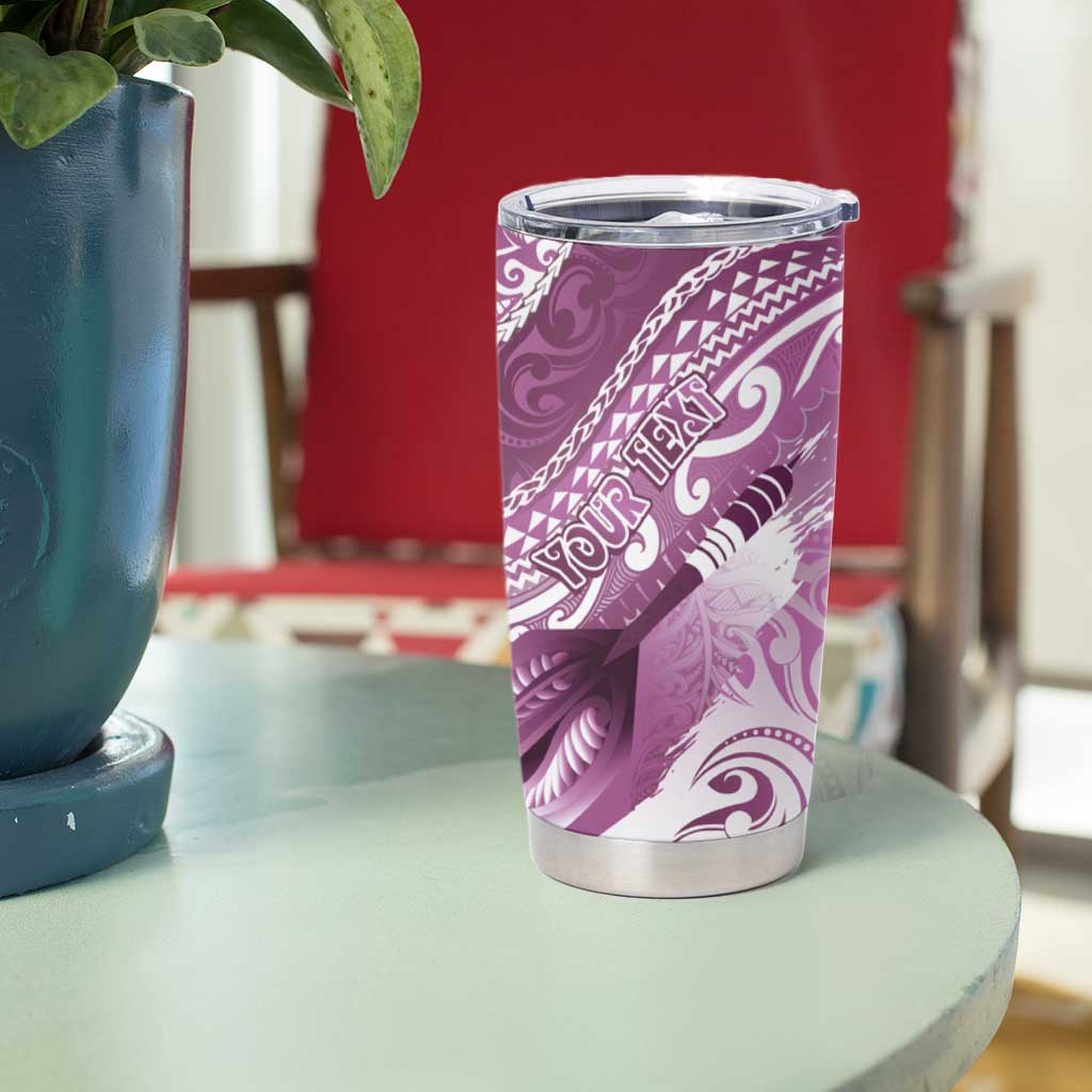 Personalised New Zealand Aotearoa Darts Masters Tumbler Cup Maori Art Tattoo with Tribal Dart Symbol Pink - Polynesian Pride