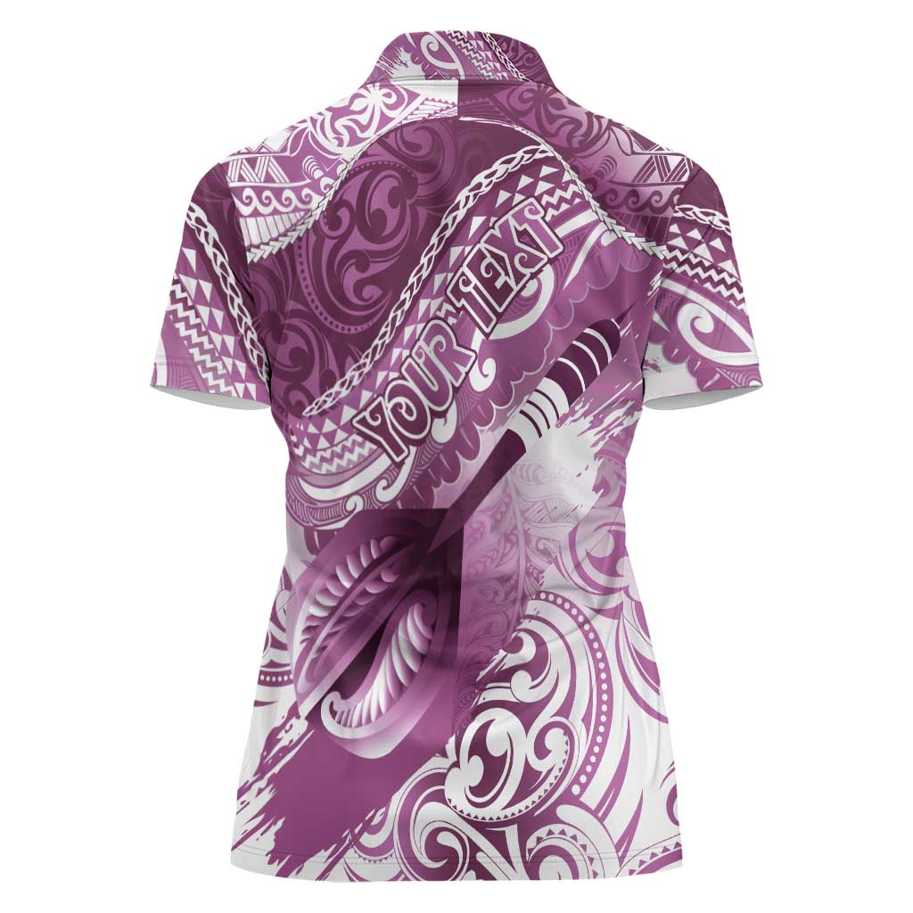 Personalised New Zealand Aotearoa Darts Masters Women Polo Shirt Maori Art Tattoo with Tribal Dart Symbol Pink - Polynesian Pride