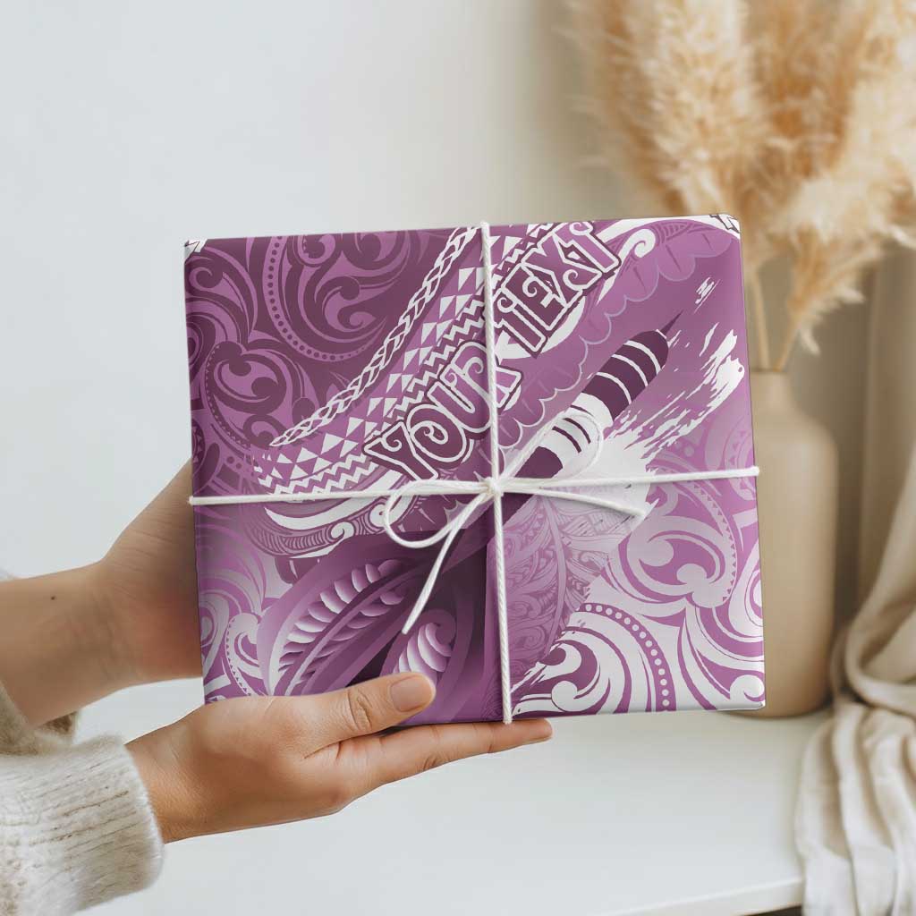 Personalised New Zealand Aotearoa Darts Masters Wrapping Paper Maori Art Tattoo with Tribal Dart Symbol Pink - Polynesian Pride