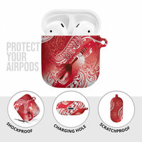 Personalised New Zealand Aotearoa Darts Masters AirPods Case Maori Art Tattoo with Tribal Dart Symbol Red - Polynesian Pride