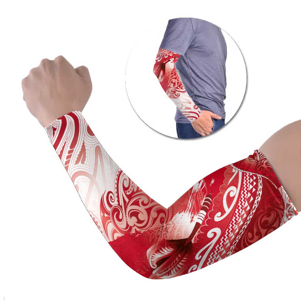 Personalised New Zealand Aotearoa Darts Masters Arm Sleeves Maori Art Tattoo with Tribal Dart Symbol Red - Polynesian Pride