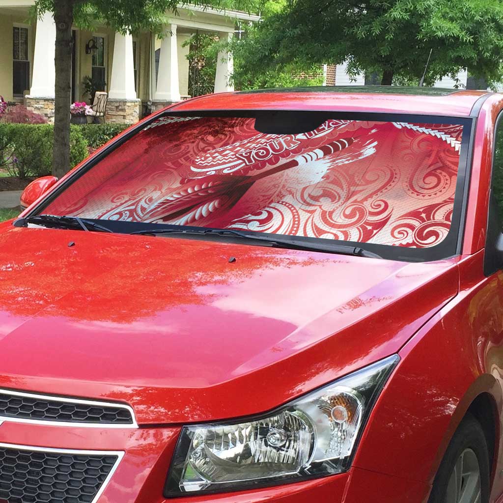 Personalised New Zealand Aotearoa Darts Masters Auto Sun Shade Maori Art Tattoo with Tribal Dart Symbol Red - Polynesian Pride