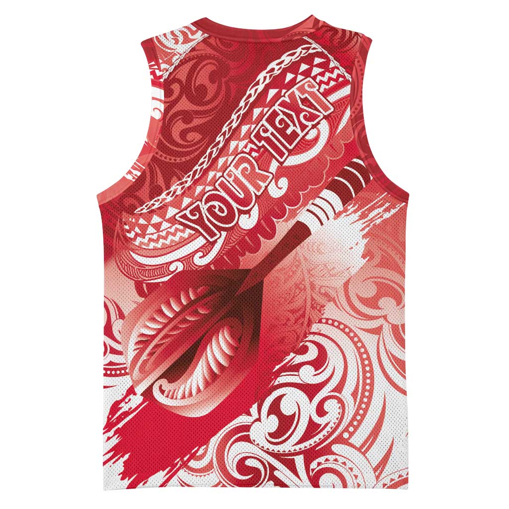 Personalised New Zealand Aotearoa Darts Masters Basketball Jersey Maori Art Tattoo with Tribal Dart Symbol Red - Polynesian Pride