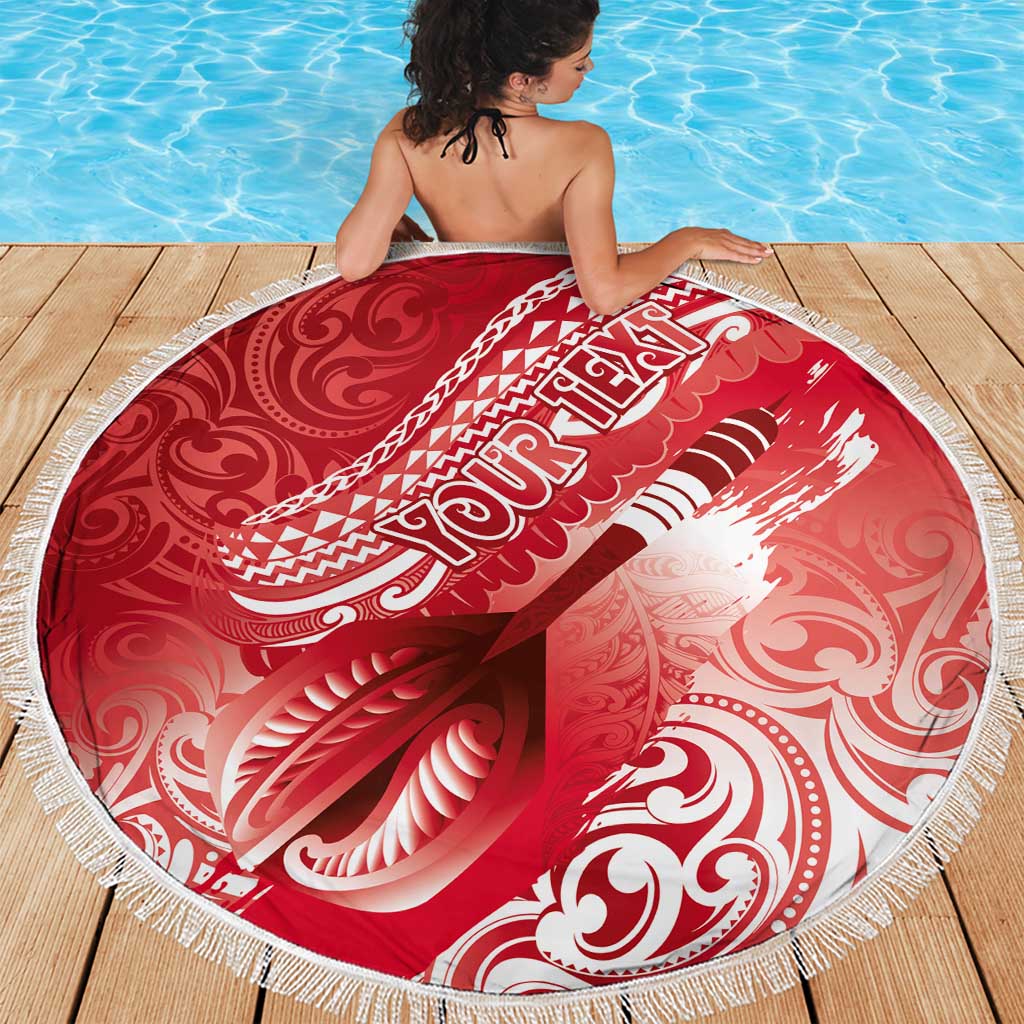 Personalised New Zealand Aotearoa Darts Masters Beach Blanket Maori Art Tattoo with Tribal Dart Symbol Red - Polynesian Pride