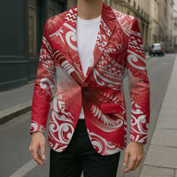 Personalised New Zealand Aotearoa Darts Masters Blazer Maori Art Tattoo with Tribal Dart Symbol Red - Polynesian Pride