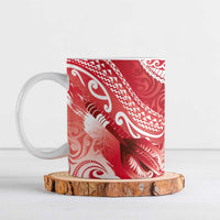 Personalised New Zealand Aotearoa Darts Masters Ceramic Mug Maori Art Tattoo with Tribal Dart Symbol Red - Polynesian Pride