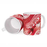 Personalised New Zealand Aotearoa Darts Masters Ceramic Mug Maori Art Tattoo with Tribal Dart Symbol Red - Polynesian Pride