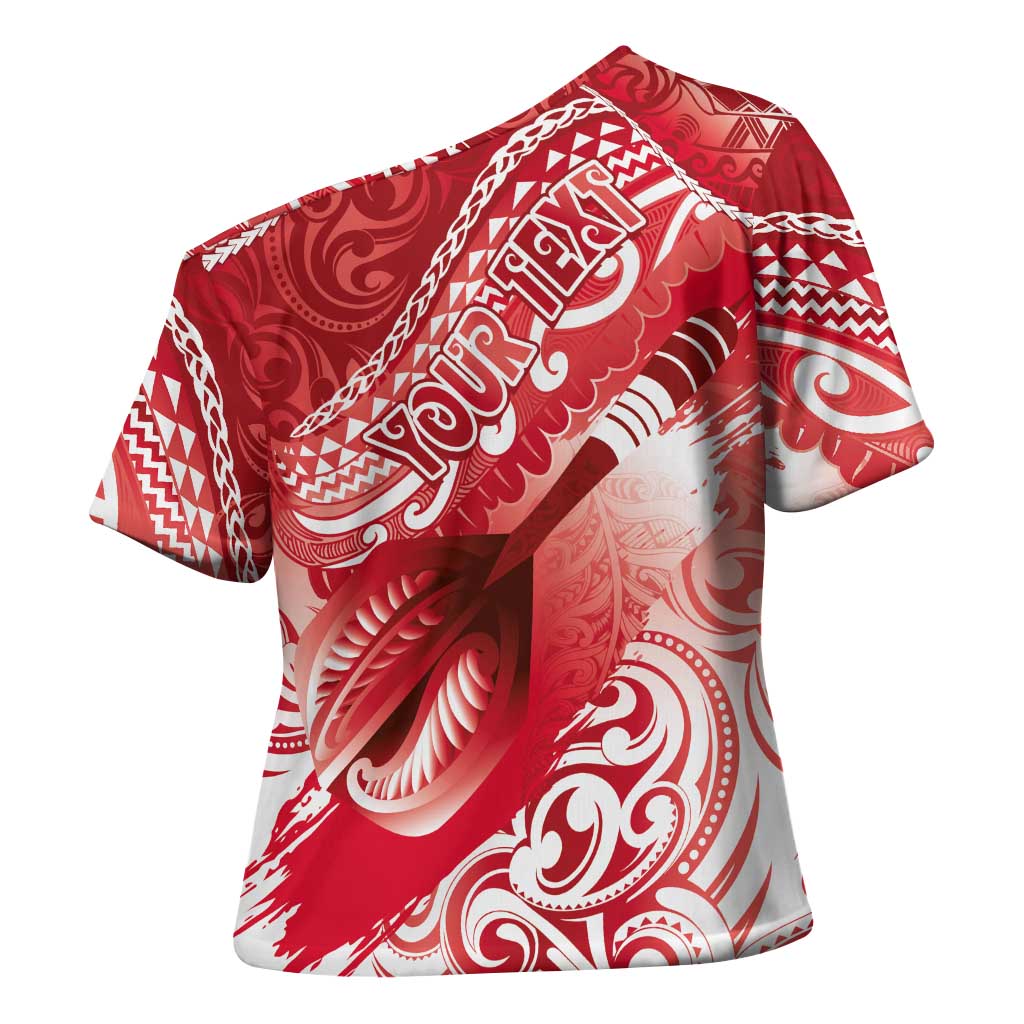 Personalised New Zealand Aotearoa Darts Masters Cross Shoulder Shirt Maori Art Tattoo with Tribal Dart Symbol Red - Polynesian Pride