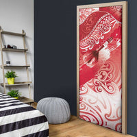 Personalised New Zealand Aotearoa Darts Masters Door Cover Maori Art Tattoo with Tribal Dart Symbol Red - Polynesian Pride