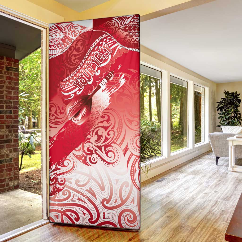 Personalised New Zealand Aotearoa Darts Masters Door Cover Maori Art Tattoo with Tribal Dart Symbol Red - Polynesian Pride