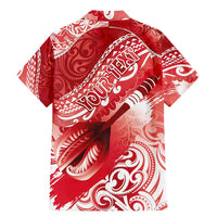 Personalised New Zealand Aotearoa Darts Masters Family Matching Mermaid Dress and Hawaiian Shirt Maori Art Tattoo with Tribal Dart Symbol Red - Polynesian Pride