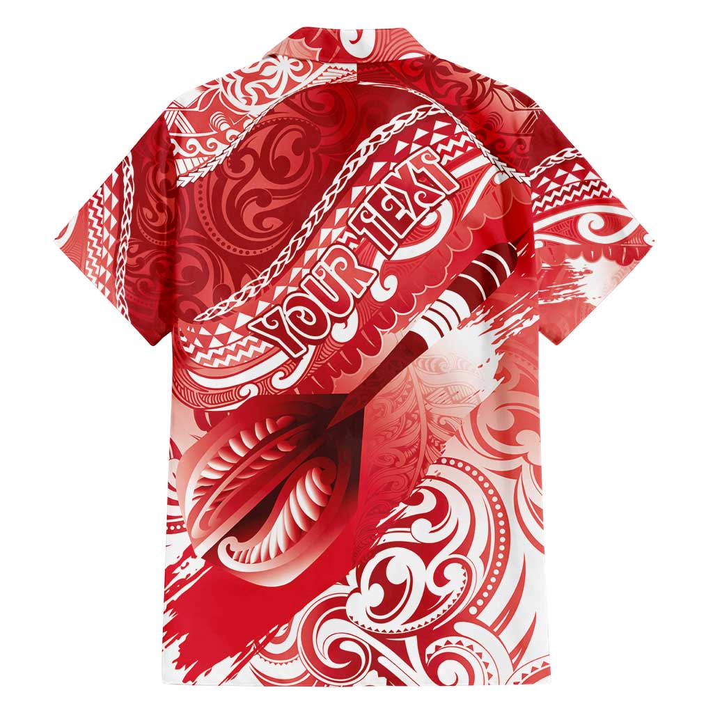 Personalised New Zealand Aotearoa Darts Masters Family Matching Off Shoulder Maxi Dress and Hawaiian Shirt Maori Art Tattoo with Tribal Dart Symbol Red - Polynesian Pride