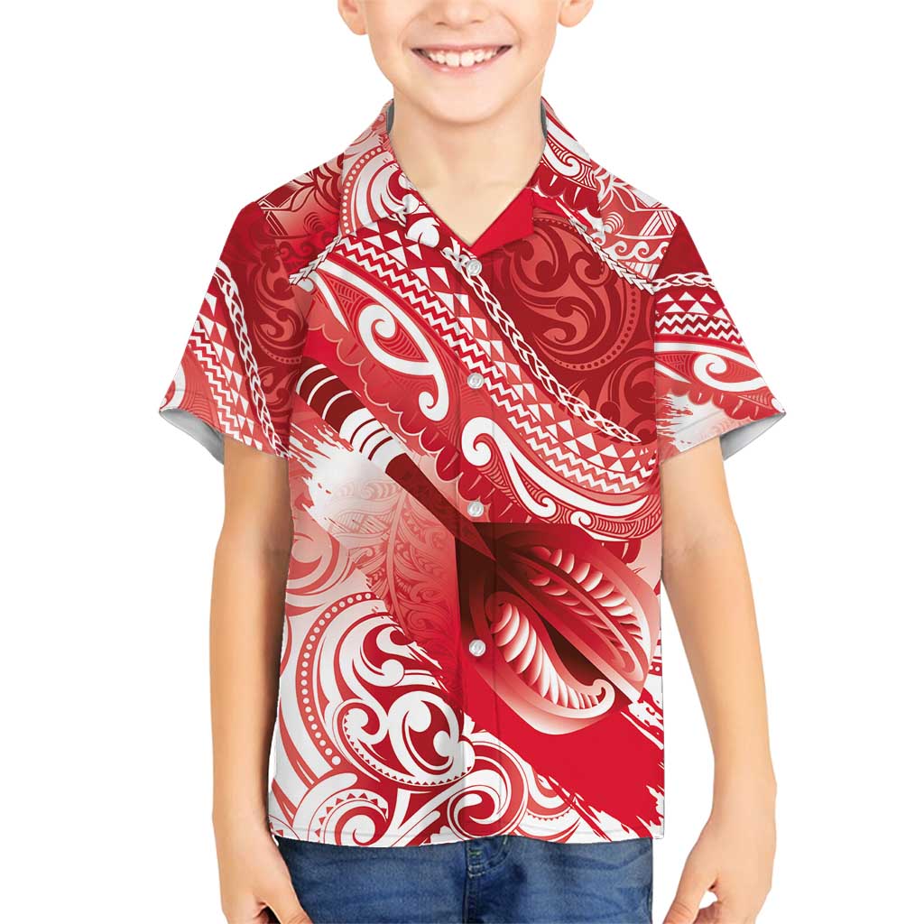 Personalised New Zealand Aotearoa Darts Masters Family Matching Puletasi and Hawaiian Shirt Maori Art Tattoo with Tribal Dart Symbol Red - Polynesian Pride