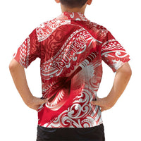 Personalised New Zealand Aotearoa Darts Masters Family Matching Short Sleeve Bodycon Dress and Hawaiian Shirt Maori Art Tattoo with Tribal Dart Symbol Red - Polynesian Pride